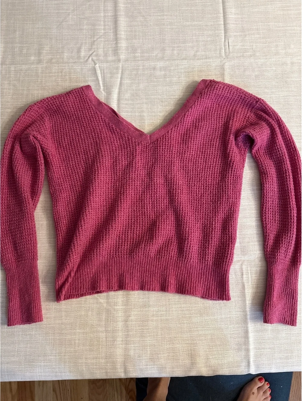 Maeve Anthropologie Pink Knit V-Neck Sweater XS